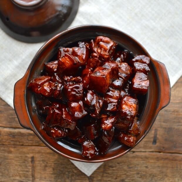 Shanghai-Style Braised Pork Belly (Hong Shao Rou), by thewoksoflife.com